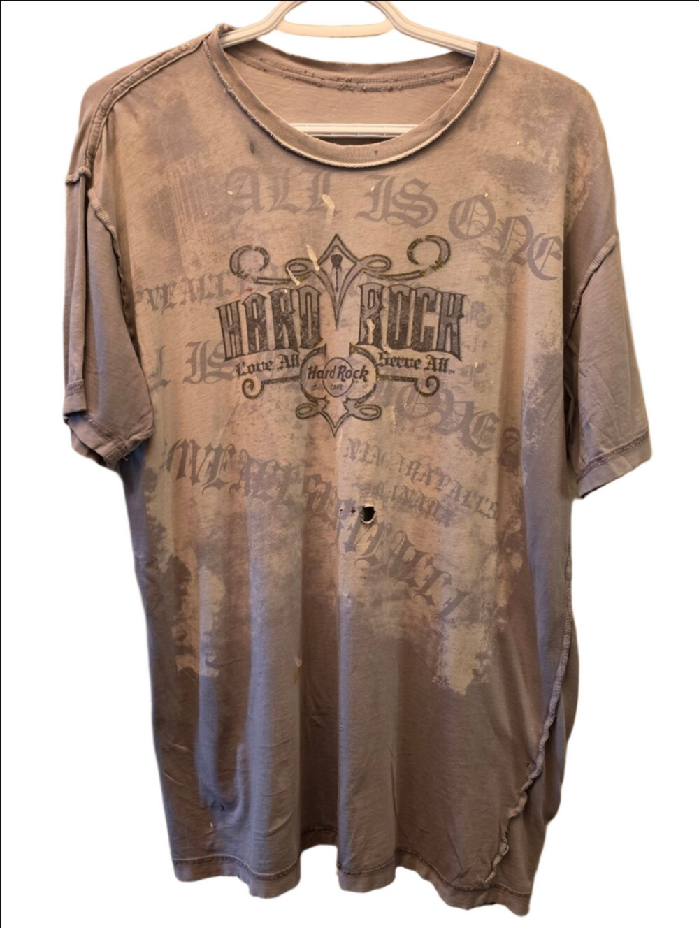 Hard Rock Cafe Y2K Distressed Deconstructed Grunge Gothic Tee L